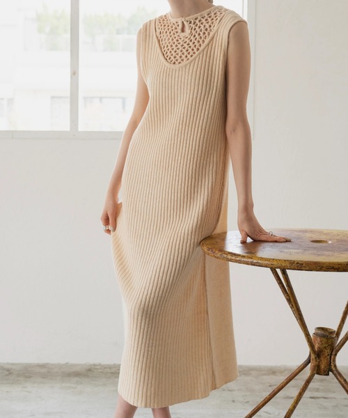 WILLFULLY（ウィルフリー）の「incision mesh 2way knit tank OP
