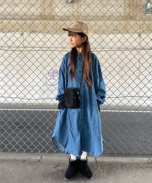 MAKE YOUR DAY(メイクユアデイ)の「シャツワンピース■150.160cm(シャツワンピース・キッズ・ブルー/ワインレッド/ベージュ・160/150)」の3枚目の写真
