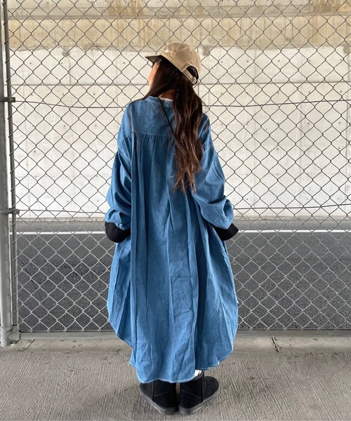 MAKE YOUR DAY(メイクユアデイ)の「シャツワンピース■150.160cm(シャツワンピース・キッズ・ブルー/ワインレッド/ベージュ・160/150)」の6枚目の写真