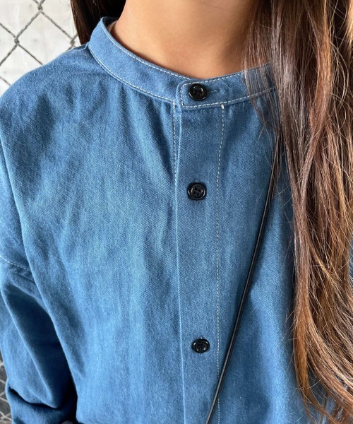 MAKE YOUR DAY(メイクユアデイ)の「シャツワンピース■150.160cm(シャツワンピース・キッズ・ブルー/ワインレッド/ベージュ・160/150)」の7枚目の写真