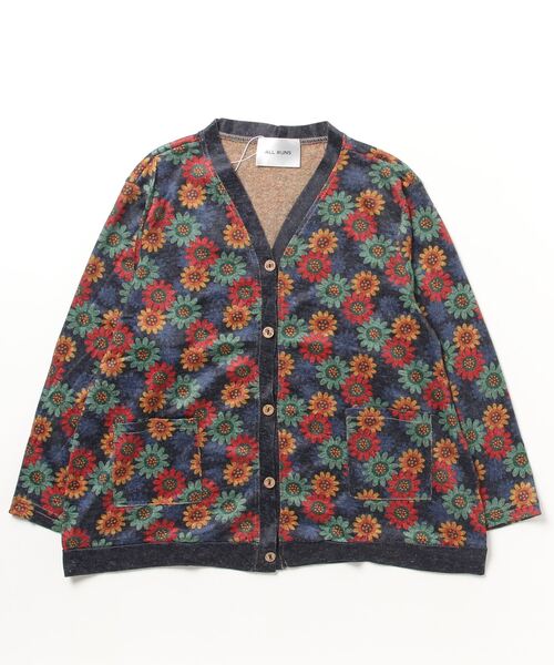 ROOPTOKYO(ループトウキョウ)の「▲花柄ニットカーディガン(カーディガン/ボレロ・レディース・ネイビー/ブラウン・M/L)」の1枚目の写真