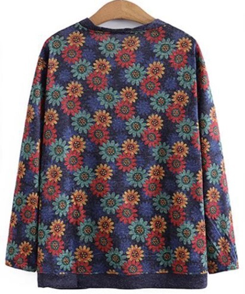 ROOPTOKYO(ループトウキョウ)の「▲花柄ニットカーディガン(カーディガン/ボレロ・レディース・ネイビー/ブラウン・M/L)」の3枚目の写真