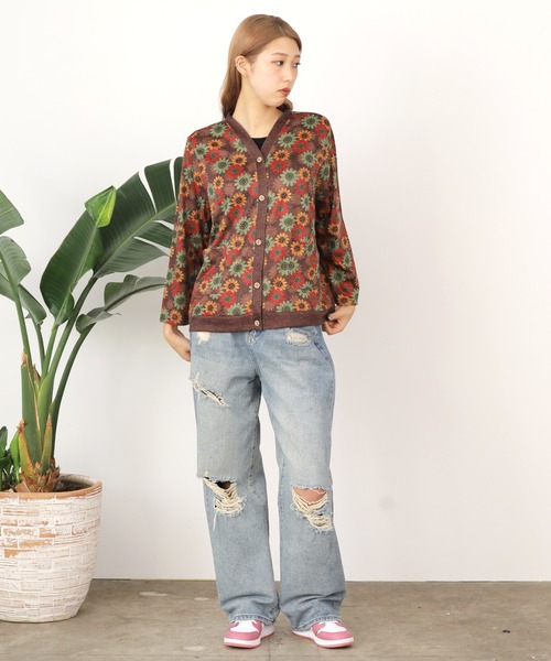 ROOPTOKYO(ループトウキョウ)の「▲花柄ニットカーディガン(カーディガン/ボレロ・レディース・ネイビー/ブラウン・M/L)」の7枚目の写真