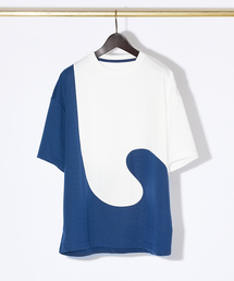 【ウズマキ】アシンメトリー 配色 オーバーサイズ ポンチ Tシャツ