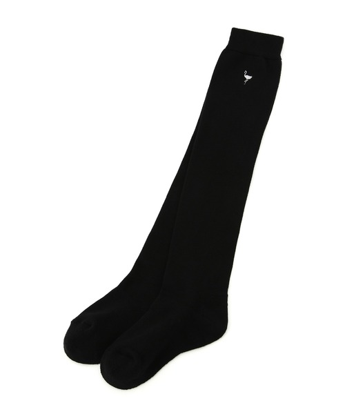 JUN&ROPE'(ジュンアンドロペ)の「フラミンゴ刺繍ニーハイソックス(ゴルフグッズ・レディース・ホワイト/ブラック・FREE)」の2枚目の写真
