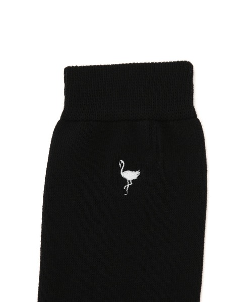 JUN&ROPE'(ジュンアンドロペ)の「フラミンゴ刺繍ニーハイソックス(ゴルフグッズ・レディース・ホワイト/ブラック・FREE)」の3枚目の写真