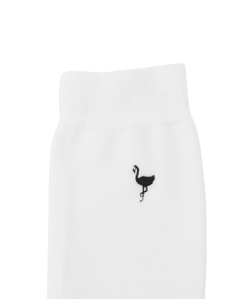 JUN&ROPE'(ジュンアンドロペ)の「フラミンゴ刺繍ニーハイソックス(ゴルフグッズ・レディース・ホワイト/ブラック・FREE)」の4枚目の写真