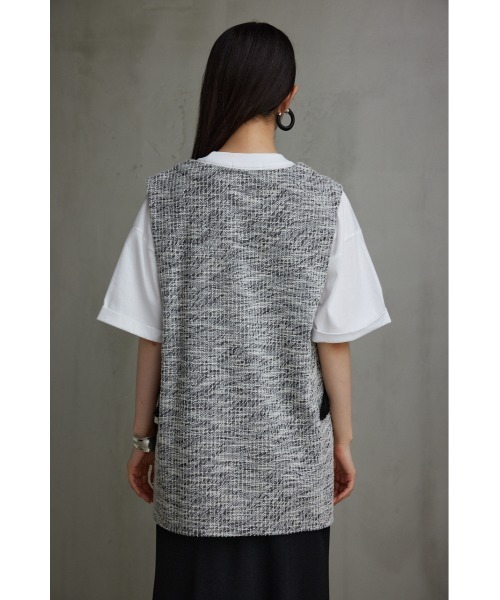 AZUL by moussy（アズールバイマウジー）の「カットツイードベスト（ベスト・レディース・ブラック/ライトベージュ/ダークグリーン・FREE）」の9枚目の写真