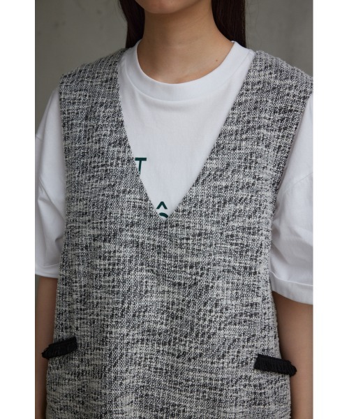 AZUL by moussy（アズールバイマウジー）の「カットツイードベスト（ベスト・レディース・ブラック/ライトベージュ/ダークグリーン・FREE）」の10枚目の写真