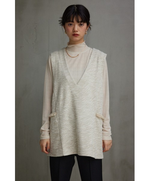 AZUL by moussy（アズールバイマウジー）の「カットツイードベスト（ベスト・レディース・ブラック/ライトベージュ/ダークグリーン・FREE）」の16枚目の写真