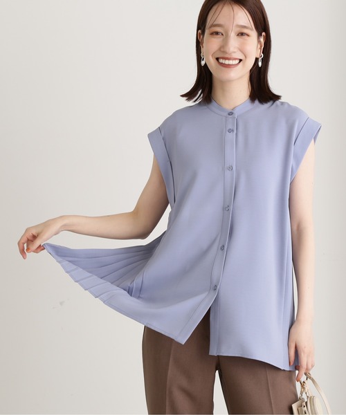 N.（N. Natural Beauty Basic）（エヌエヌナチュラルビューティーベーシック）の「◆サイドプリーツバンドカラーブラウス（シャツ/ブラウス・レディース・ブルー/ナチュラル/チャコール・MEDIUM）」の3枚目の写真