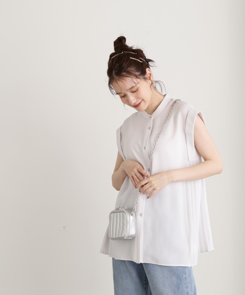 N.（N. Natural Beauty Basic）（エヌエヌナチュラルビューティーベーシック）の「◆サイドプリーツバンドカラーブラウス（シャツ/ブラウス・レディース・ブルー/ナチュラル/チャコール・MEDIUM）」の8枚目の写真