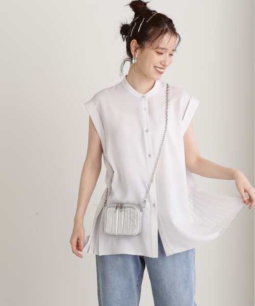 N.（N. Natural Beauty Basic）（エヌエヌナチュラルビューティーベーシック）の「◆サイドプリーツバンドカラーブラウス（シャツ/ブラウス・レディース・ブルー/ナチュラル/チャコール・MEDIUM）」の5枚目の写真