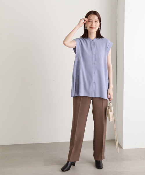 N.（N. Natural Beauty Basic）（エヌエヌナチュラルビューティーベーシック）の「◆サイドプリーツバンドカラーブラウス（シャツ/ブラウス・レディース・ブルー/ナチュラル/チャコール・MEDIUM）」の9枚目の写真