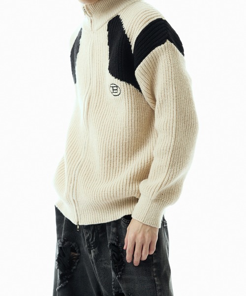 Theater code（シアターコード）の「design drivers knit/ドライバーズニット 切替カラー（ニット/セーター・メンズ・ブラック/グレイッシュベージュ・2/3）」の17枚目の写真