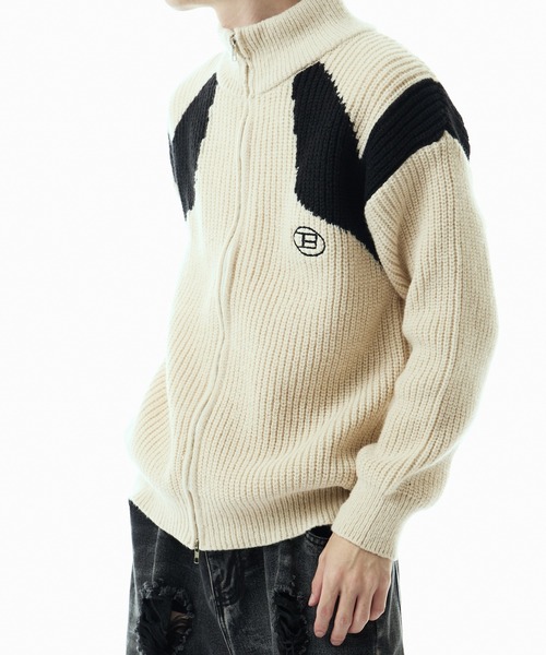 Theater code（シアターコード）の「design drivers knit/ドライバーズニット 切替カラー（ニット/セーター・メンズ・ブラック/グレイッシュベージュ・2/3）」の18枚目の写真