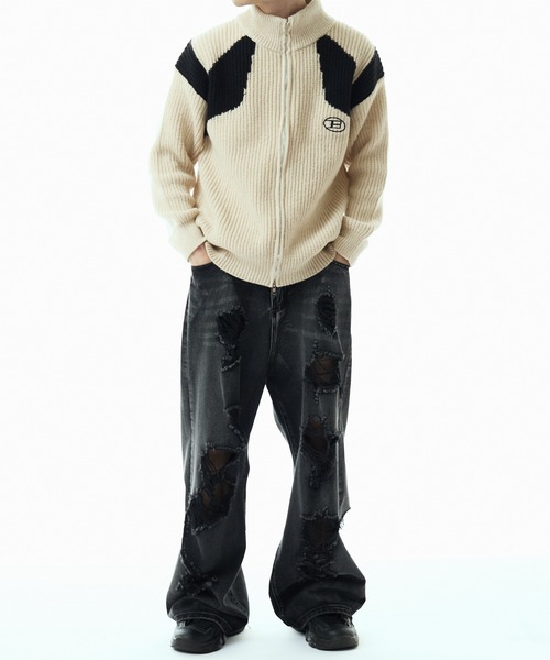 Theater code（シアターコード）の「design drivers knit/ドライバーズニット 切替カラー（ニット/セーター・メンズ・ブラック/グレイッシュベージュ・2/3）」の20枚目の写真