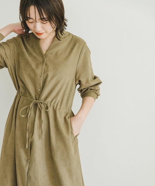 ITEMS URBANRESEARCH（アイテムズ アーバンリサーチ）の「ピケスキッパーワンピース（ワンピース・レディース・ライトカーキ/ネイビー/オレンジ・FREE）」の2枚目の写真