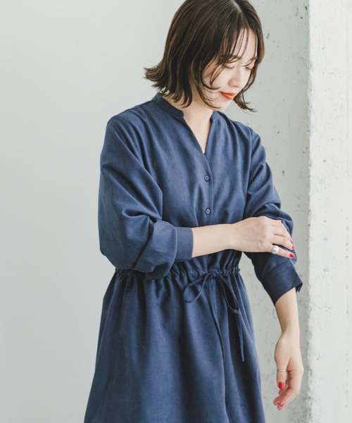 ITEMS URBANRESEARCH（アイテムズ アーバンリサーチ）の「ピケスキッパーワンピース（ワンピース・レディース・ライトカーキ/ネイビー/オレンジ・FREE）」の4枚目の写真