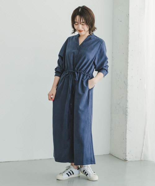 ITEMS URBANRESEARCH（アイテムズ アーバンリサーチ）の「ピケスキッパーワンピース（ワンピース・レディース・ライトカーキ/ネイビー/オレンジ・FREE）」の7枚目の写真