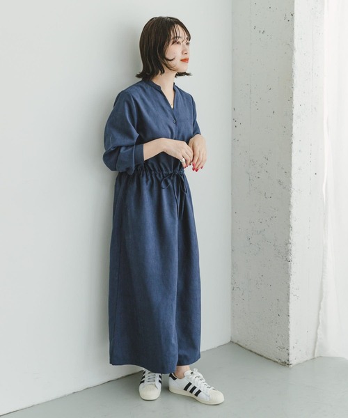 ITEMS URBANRESEARCH（アイテムズ アーバンリサーチ）の「ピケスキッパーワンピース（ワンピース・レディース・ライトカーキ/ネイビー/オレンジ・FREE）」の8枚目の写真