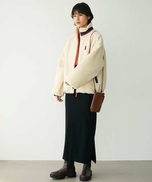 Chaco closet(チャコ クローゼット)の「オーバーサイズ配色ハイネックボアブルゾン(ブルゾン・レディース・ブラック/アイボリー/モカ・FREE)」の8枚目の写真