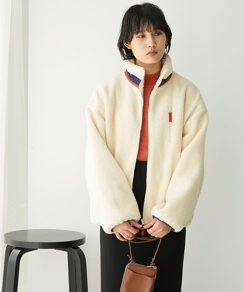Chaco closet(チャコ クローゼット)の「オーバーサイズ配色ハイネックボアブルゾン(ブルゾン・レディース・ブラック/アイボリー/モカ・FREE)」の13枚目の写真