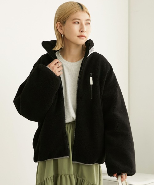 Chaco closet(チャコ クローゼット)の「オーバーサイズ配色ハイネックボアブルゾン(ブルゾン・レディース・ブラック/アイボリー/モカ・FREE)」の15枚目の写真