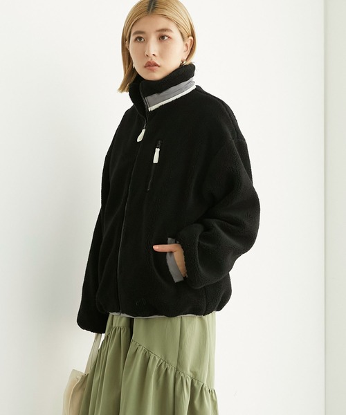 Chaco closet(チャコ クローゼット)の「オーバーサイズ配色ハイネックボアブルゾン(ブルゾン・レディース・ブラック/アイボリー/モカ・FREE)」の18枚目の写真