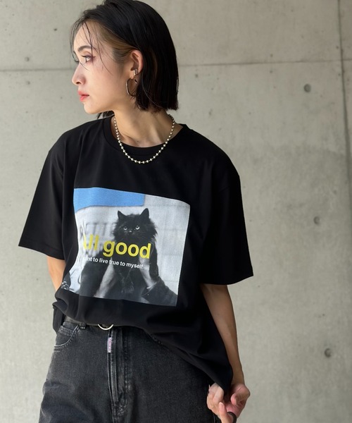 L.H.P（エルエイチピー）の「【ZOZOTOWN限定】LHP×IMOKO/エルエイチピー/Vintage Photos CAT TEE（Tシャツ/カットソー・レディース・ブラック・S/XL/M/L）」の2枚目の写真