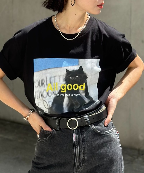 L.H.P（エルエイチピー）の「【ZOZOTOWN限定】LHP×IMOKO/エルエイチピー/Vintage Photos CAT TEE（Tシャツ/カットソー・レディース・ブラック・S/XL/M/L）」の4枚目の写真