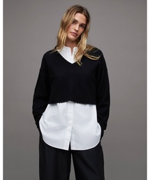 ALLSAINTS（オールセインツ）の「DONNA 2-IN-1 SHIRT CROPPED JUMPER | DONNA 2-IN-1 シャツ クロップド ニット・セーター（アンサンブル）」