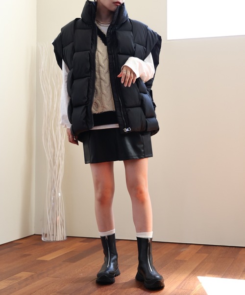 ULEULA（ウルア）の「編み込みエコダウンベスト（ダウンベスト・レディース・ブラック/ホワイト・FREE）」の15枚目の写真