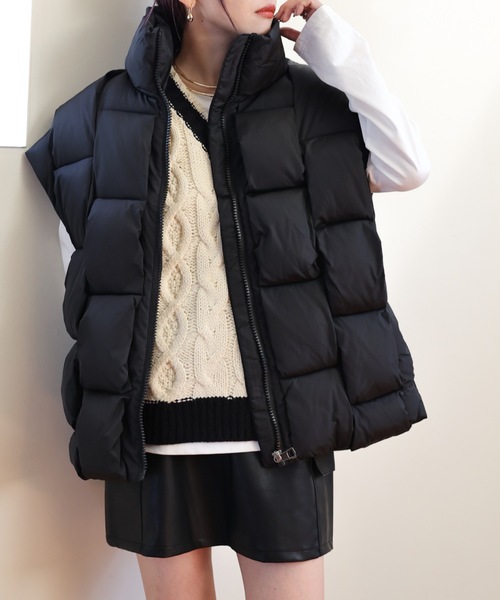 ULEULA（ウルア）の「編み込みエコダウンベスト（ダウンベスト・レディース・ブラック/ホワイト・FREE）」の12枚目の写真