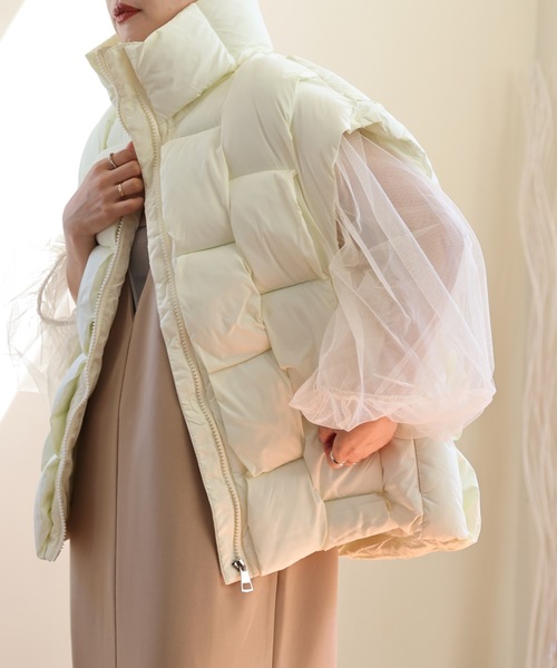 ULEULA（ウルア）の「編み込みエコダウンベスト（ダウンベスト・レディース・ブラック/ホワイト・FREE）」の5枚目の写真