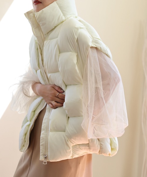 ULEULA（ウルア）の「編み込みエコダウンベスト（ダウンベスト・レディース・ブラック/ホワイト・FREE）」の6枚目の写真