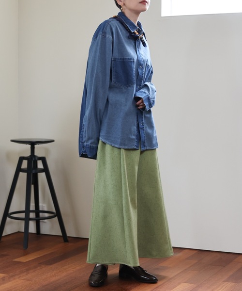 ULEULA（ウルア）の「ツイードフレアスカート（スカート・レディース・チャコールグレー/グリーン/アイボリー・FREE）」の7枚目の写真
