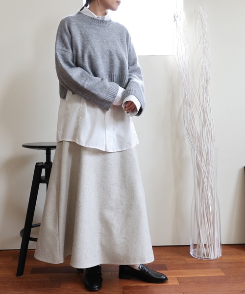 ULEULA（ウルア）の「ツイードフレアスカート（スカート・レディース・チャコールグレー/グリーン/アイボリー・FREE）」の8枚目の写真