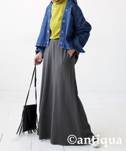 antiqua(アンティカ)の「リブフレアスカート(スカート・レディース・ブラック/ベージュ系その他/レッド/ブルーグリーン/チャコールグレー・FREE)」の15枚目の写真