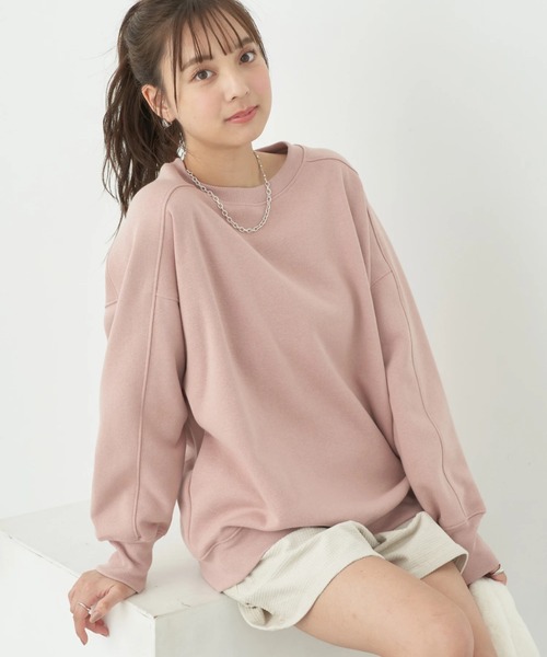 earth music&ecology(アースミュージックアンドエコロジー)の「裏起毛チュニック(チュニック・レディース・ピンク/杢グレー/ブラック/イエロー/アイボリー/ブルー系・FREE)」の6枚目の写真