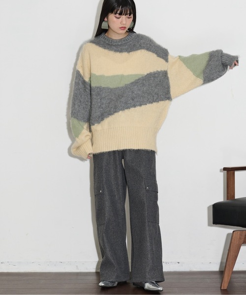 THE YOn(ザヨン)の「ブラッシュドジャージードロストヘムカーゴパンツ(カーゴパンツ・レディース・サックスブルー/アイボリー/チャコールグレー・S/M)」の11枚目の写真