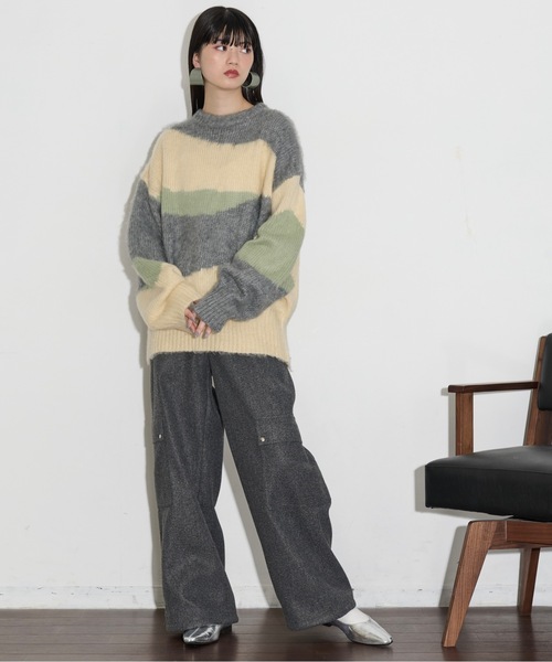 THE YOn(ザヨン)の「ブラッシュドジャージードロストヘムカーゴパンツ(カーゴパンツ・レディース・サックスブルー/アイボリー/チャコールグレー・S/M)」の10枚目の写真