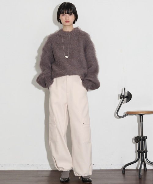 THE YOn(ザヨン)の「ブラッシュドジャージードロストヘムカーゴパンツ(カーゴパンツ・レディース・サックスブルー/アイボリー/チャコールグレー・S/M)」の14枚目の写真