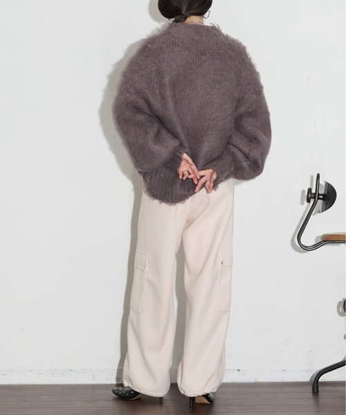 THE YOn(ザヨン)の「ブラッシュドジャージードロストヘムカーゴパンツ(カーゴパンツ・レディース・サックスブルー/アイボリー/チャコールグレー・S/M)」の18枚目の写真