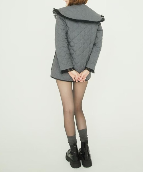 epine（エピヌ）の「collar 2way tulle piping quilting down coat
