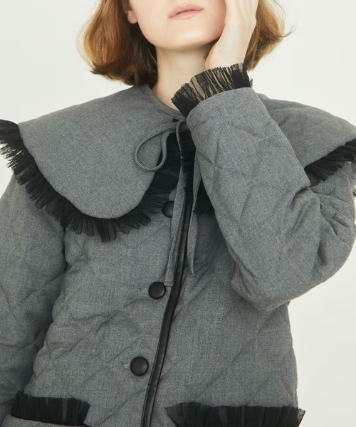 Epine pleats frill jacket グレー エピヌ pleats frill jacket herringbone gray pleats frill