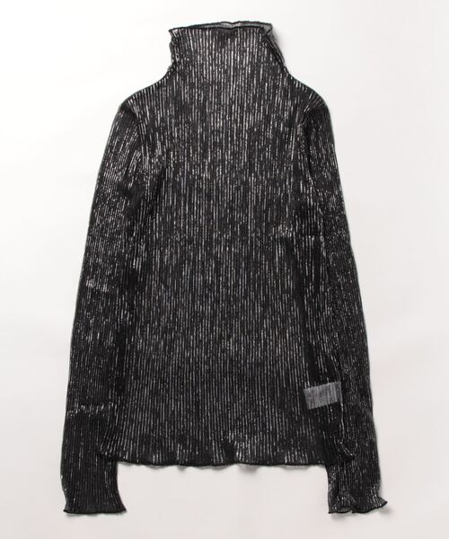 STYLEBLOCK（スタイルブロック）の「ラメプリーツシアータートルトップス（Tシャツ/カットソー・レディース・ライトベージュ/ブルー/シルバー/ピンク/ブラック系その他/ブラック・M）」の3枚目の写真