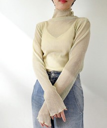 STYLEBLOCK | ラメプリーツシアータートルトップス(Tシャツ/カットソー)