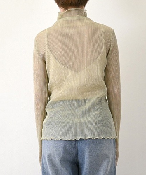 STYLEBLOCK（スタイルブロック）の「ラメプリーツシアータートルトップス（Tシャツ/カットソー・レディース・ライトベージュ/ブルー/シルバー/ピンク/ブラック系その他/ブラック・M）」の10枚目の写真