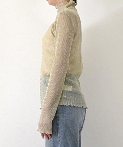 STYLEBLOCK（スタイルブロック）の「ラメプリーツシアータートルトップス（Tシャツ/カットソー・レディース・ライトベージュ/ブルー/シルバー/ピンク/ブラック系その他/ブラック・M）」の11枚目の写真